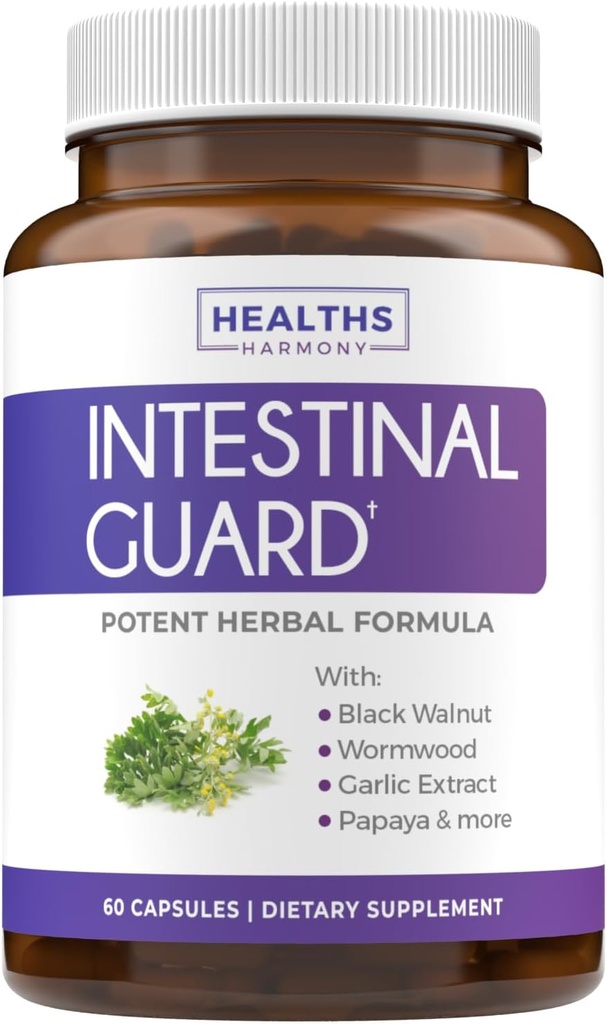 Intestinal Guard (ei-GMO) - Potent Natural Formula Wormwood, Black Walnut, Goldenseal, PAU D'Arco, Mausteneilikka, valkosipuli, Lisää - Kaikki yhdessä täydennysosa - 60 kapselit (ei pillereitä)