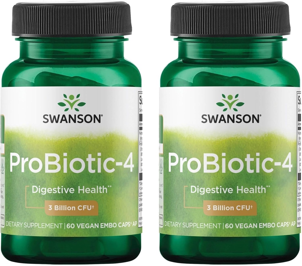 Swanson Probiootti-4 3 miljardia Cfu 60 Veg Caps (2 pakkaus)