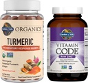 Puutarha Life Organics Turmeric Inflammatory Response Gummy, 120ct & Vitamiini koodi Korkea Teho Raaka Sinkki, 60ct