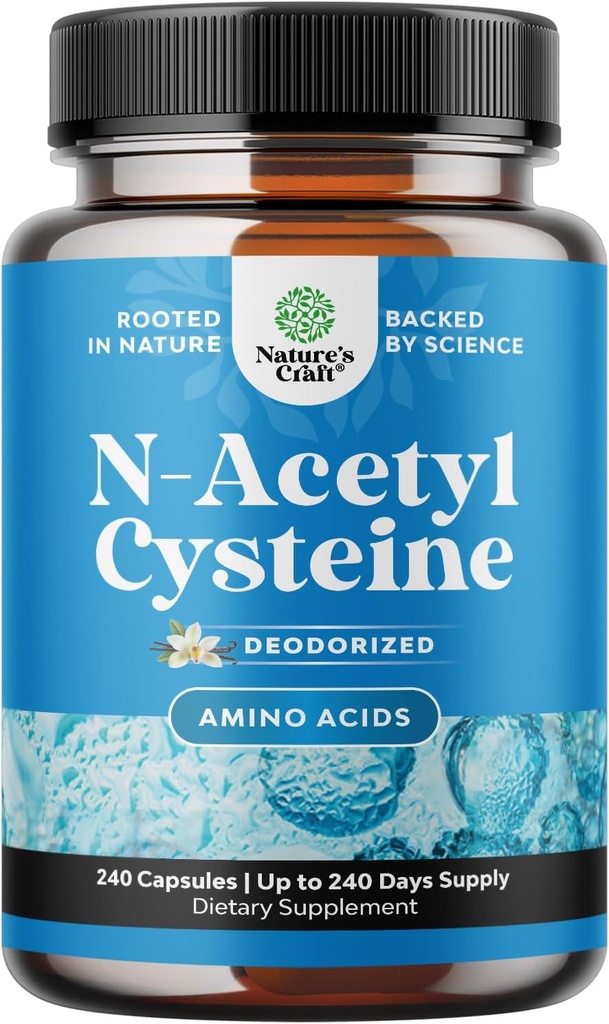 NAC- täydennys N-Acetyl Cysteine 600mg - Vegan High Imeytyminen Ei- hauduttava NAC 600 mg kapselit Glutatione Precursor maksan Cleanse Detox & Repair Plus Lung Health and Immuniteetti tuki (240ct)