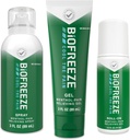 Biofreeze Smärta Relief Roll-On 2.5 FL OZ, Gel 3 FL OZ, och Spray 3 FL OZ Variety Pack Topical Pain Reliever för muskler och gemensamma från artrit, Backache, Strains, Bruises, Sprains (Package May Vary)