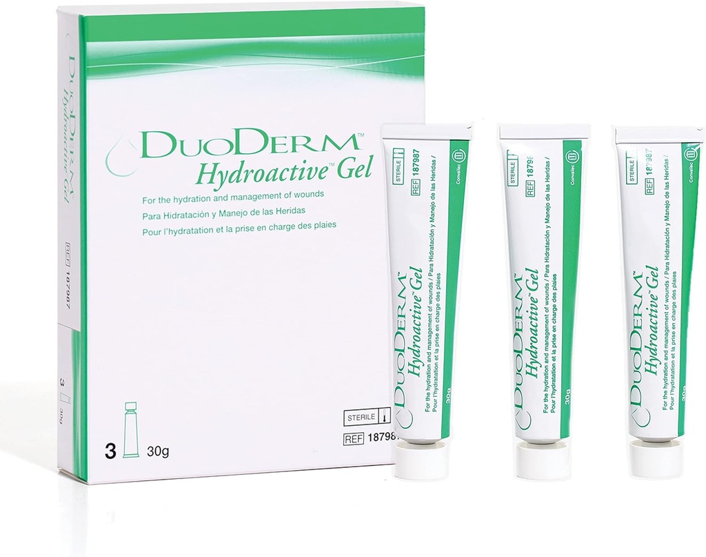 ConvaTec DuoDERM Hydroactive Sterile Gel, 30 gramman putki osittainen ja koko paksuuden hallintaa varten, Aids Autolytic Debridement, 187987, Laatikko 3 Putket