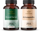 HERBAMAMA Broccoli Sprout och Ashwagandha Root Kit - Bundle av 1000 mg Broccoli Sprout & 1500 mg Ashwagandha Root Capsules - Vegan, Non-GMO, Sugar & Gelatin-Free - 2 Pack