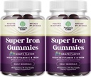 Extra Strength Iron Gummies naisille ja miehille - Potent 45 mg per tarjoilu pureskeltava rauta Supplement naisille ja miehille C-vitamiinia suurempi Imeytyminen - Vegaani päivittäin Gummy Aikuinen (60 tarjoilua)