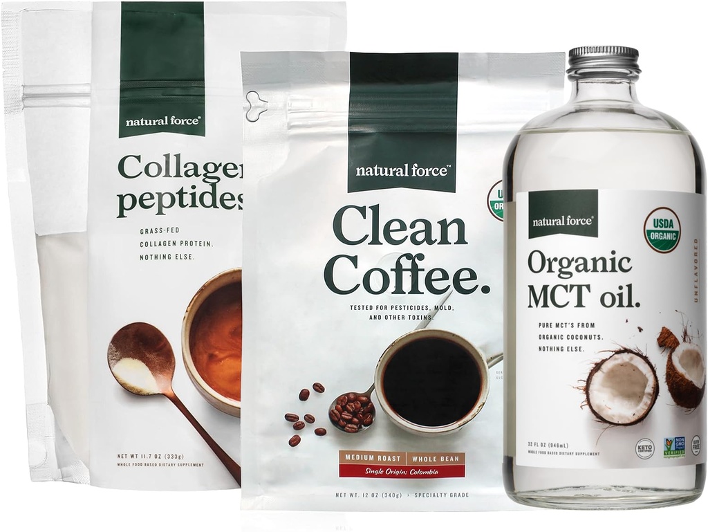 Organic Force Organic Clean Coffee + Collagen Peptides + Organic MCT Oil Bundle 