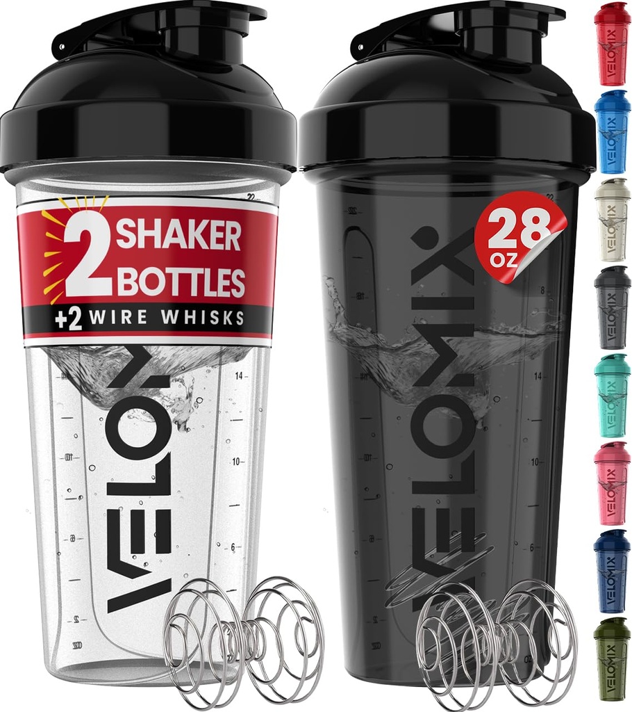 VELOMIX -2 pakkaus - 28 oz Proteiinien Shaker pullot proteiini Mixes - 2x Wire Whisk ...