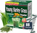 YAMAKAN Young Barley Grass Powder, Greens Superfood Powder Rich i näringsämnen, mineraler, vitaminer och växtbaserade protein för kvinnor och män, Barley Grass från Japan, Non GMO 88 Count