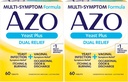 AZO Jeast Plus Dual Relief -tabletit, hiivainfektio ja emättimeen liittyvä oireiden lievittäminen, kutina ja polttaminen, 60 lukua (Pakkaus 2)