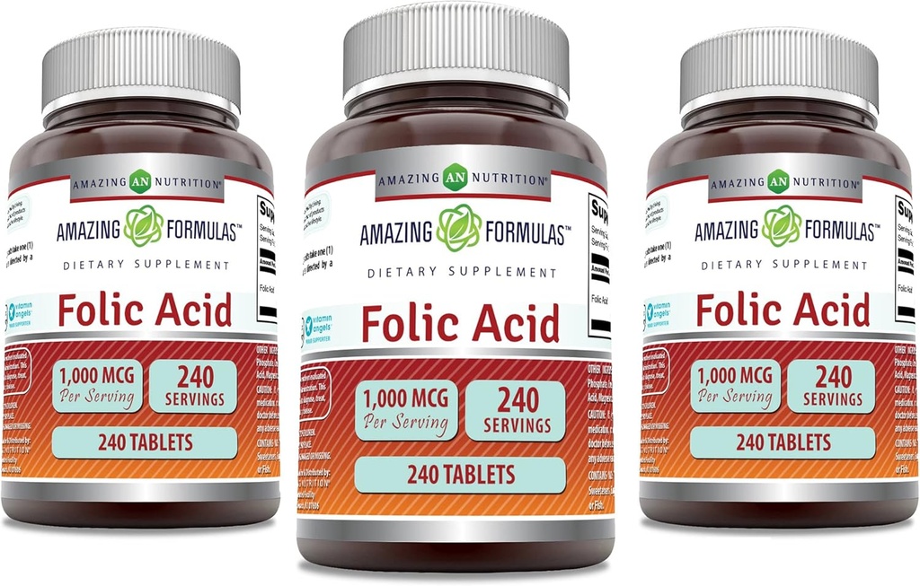 Hämmästyttävä Formula Foolihappo 1000 mikrog (1 mg) Tabletit Supplement ... B9-vitamiinia...