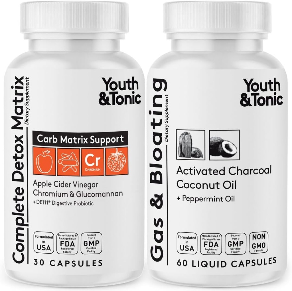 Youth & Tonic Detox Pillerit & Aktiiviset hiilipillerit