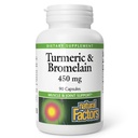 Luonnollinen tekijä, kurkuma ja bromimeliini 450 mg, lihas- ja niveltuki, 90 kapselia