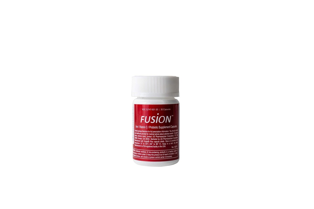 Fusion Iron Supplement - 65 mg Ferrous Fumarate - 65 mg Polysakkaridi Rautakompleksi Patentoidut probiootit ja C-vitamiini