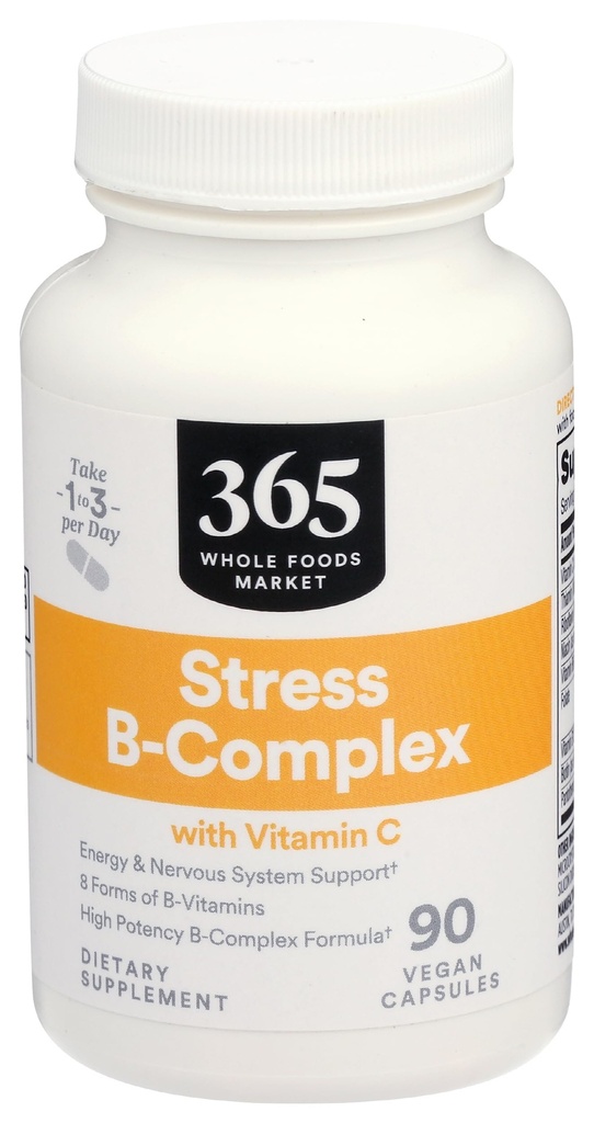 365 av Whole Foods Market, Vitamin B Stress Complex med vitamin C, 90 Veg Capsules
