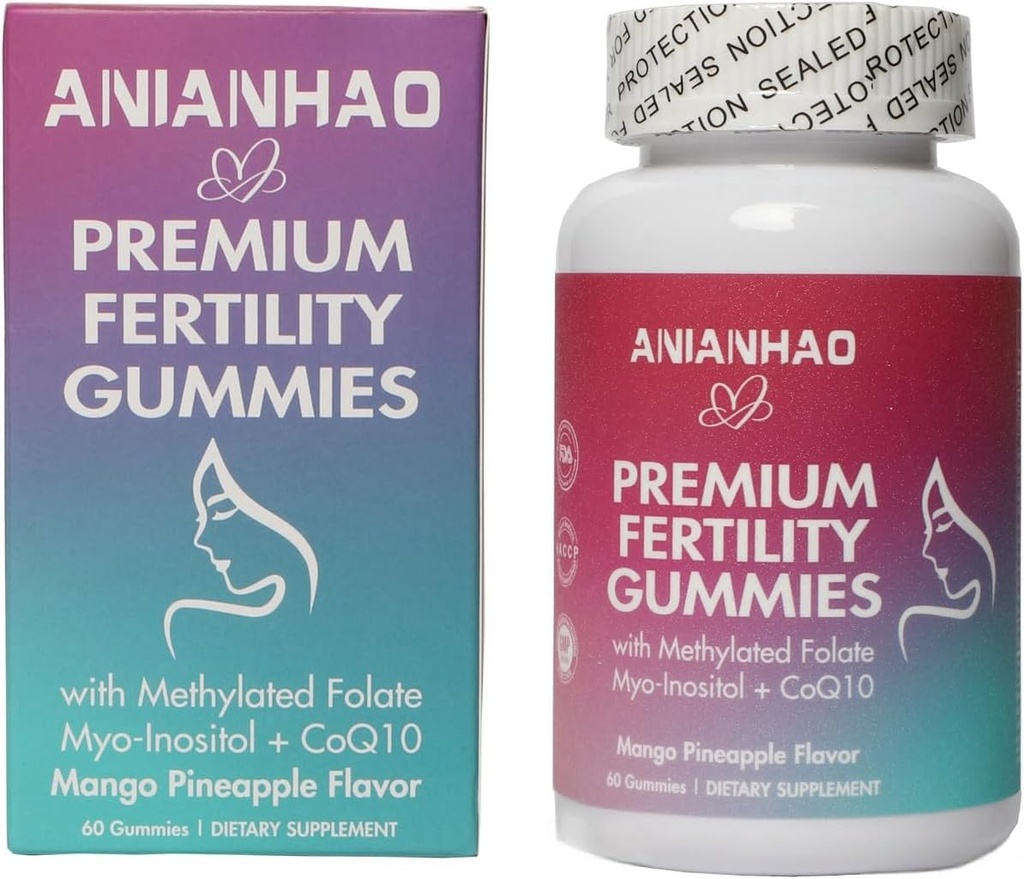 Premium hedelmällisyys Gummies naisille, Premium feminine Balance Gummies, Inositol, CoQ10, Folaatti ja vitamiinit, Tuki Hormoni Balance, Ovulaatio / Menstrual Cycle, 1 kuukauden tarjonta