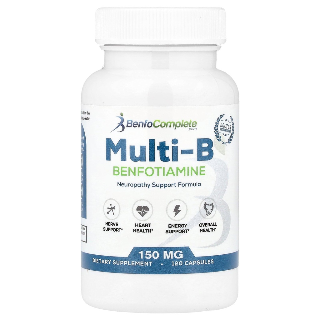 Benfotiamiini Inc, moni-B-neuropatian tuki Formula, 150 mg, 120 kapselia (1)