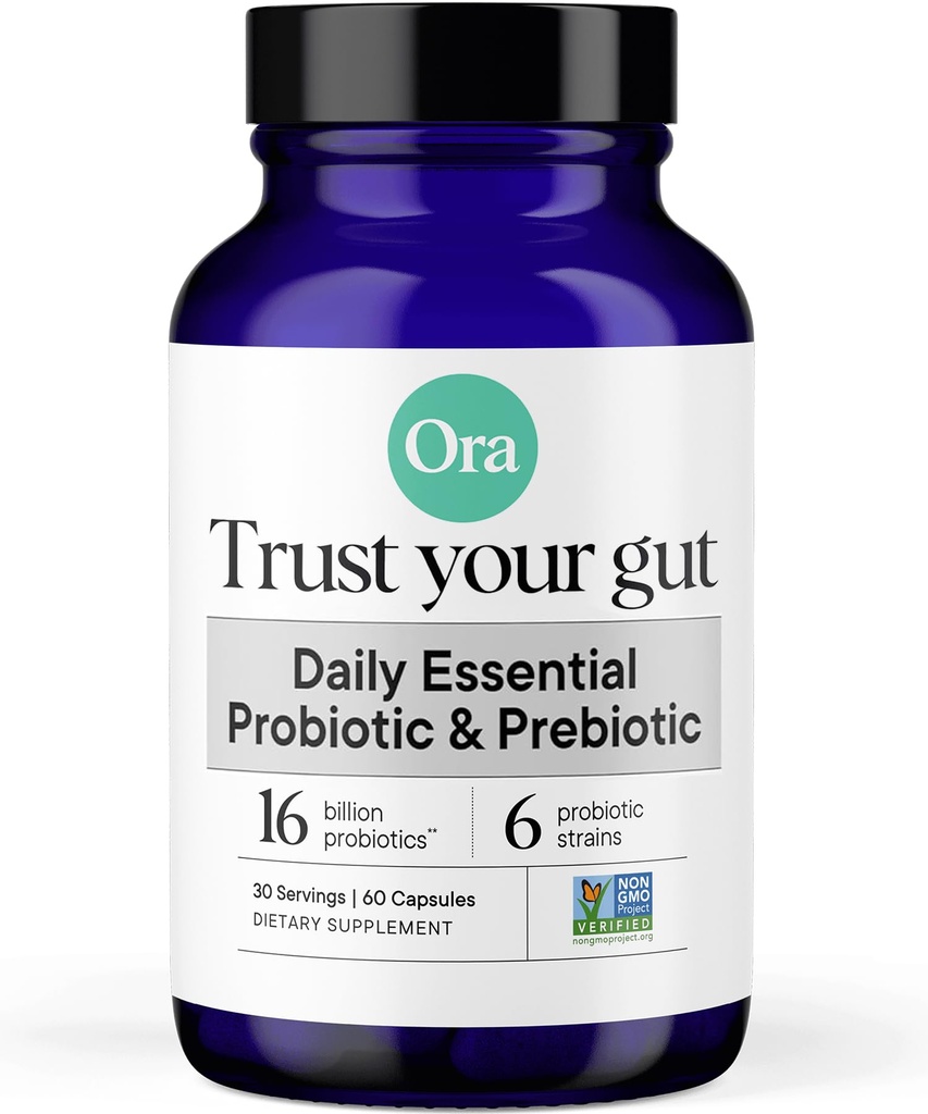 Ora organisk probiotika med prebiotika för Digestive Health 16 miljarder CFU - Lita på din tarm - Stammar - Acidophilus Lactobacillus Breve Bifidum Lactis
