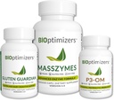 BiOptimizers Complete Gut Health Bundle - Ruoansulatuskanavan entsyymit probiootit ja prebiootit - turvotusta lievittävä ja digestiivinen tasapaino - P3-OM, Gluten Guardian, MassZymes (270 kapselia)