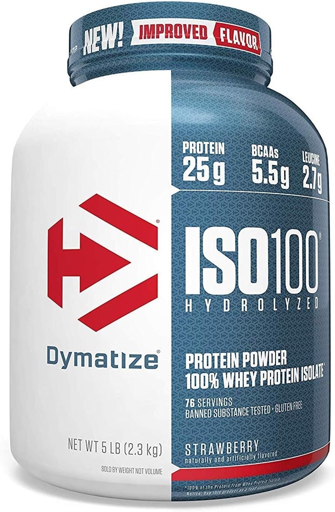 Dymatize ISO100 Hydrolysed 100% Heraproteiini Isolaatti Mansikka -- 5 lbs