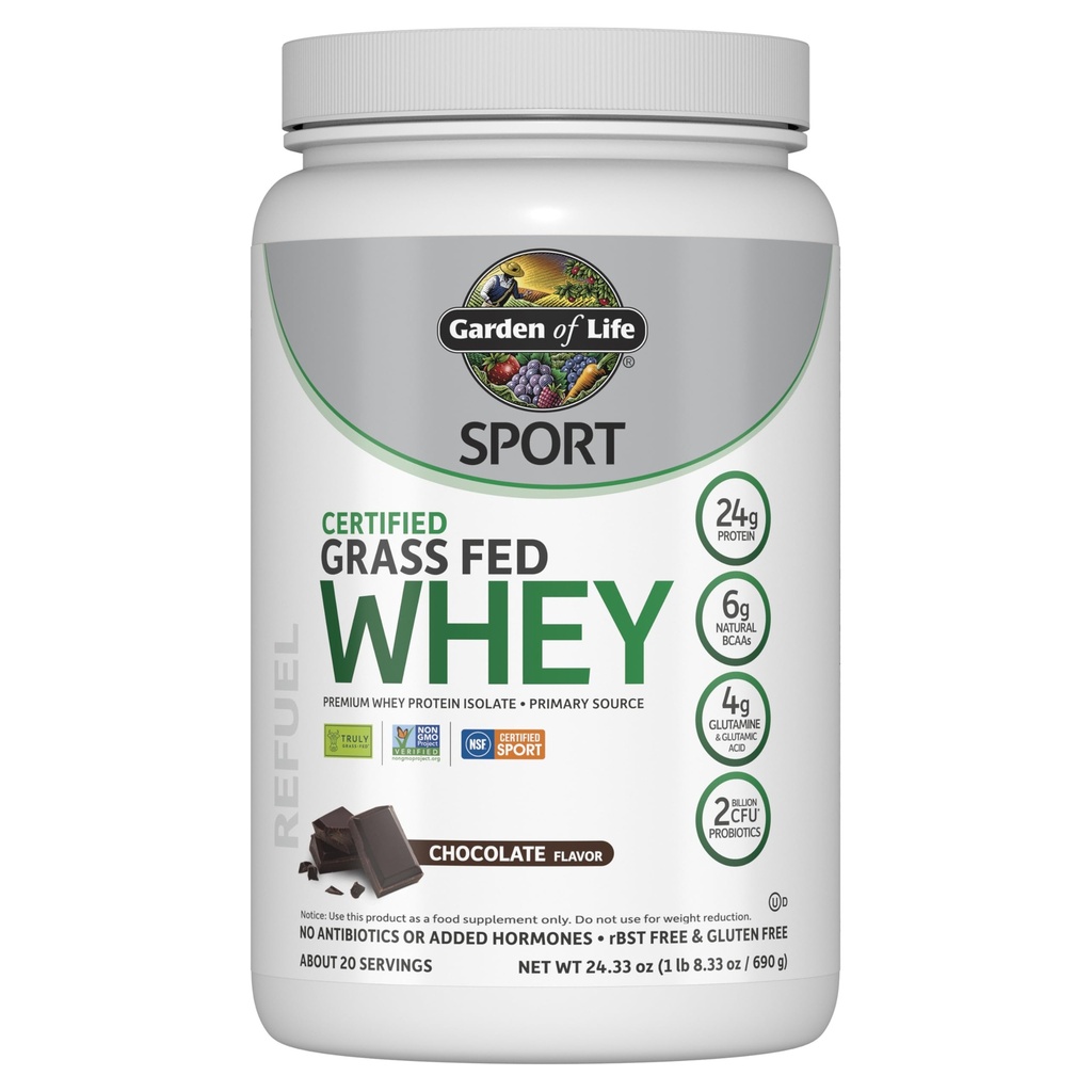 Garden of Life Sport Whey Protein Powder Chocolate, Premium Grass Fed Whey Protein Isolate Plus Probiootit Immunomy System Health, 24g Protein, Non GMO, Gluteeniton, Cold Processed - 20 Tarjoukset