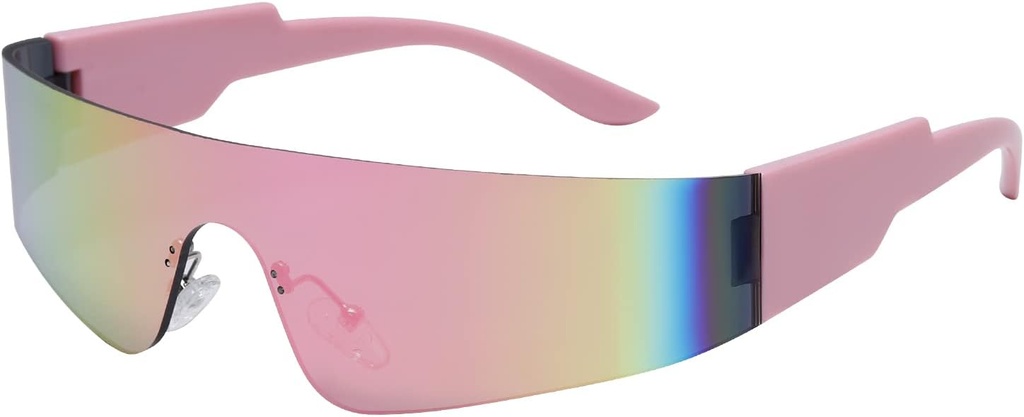 Hullu Feng Trendy Rimmess Futuristinen kietoa ympäri aurinkolasit Naisten, Cyberpunk Visor aurinkolasit Shades muoti silmälasit