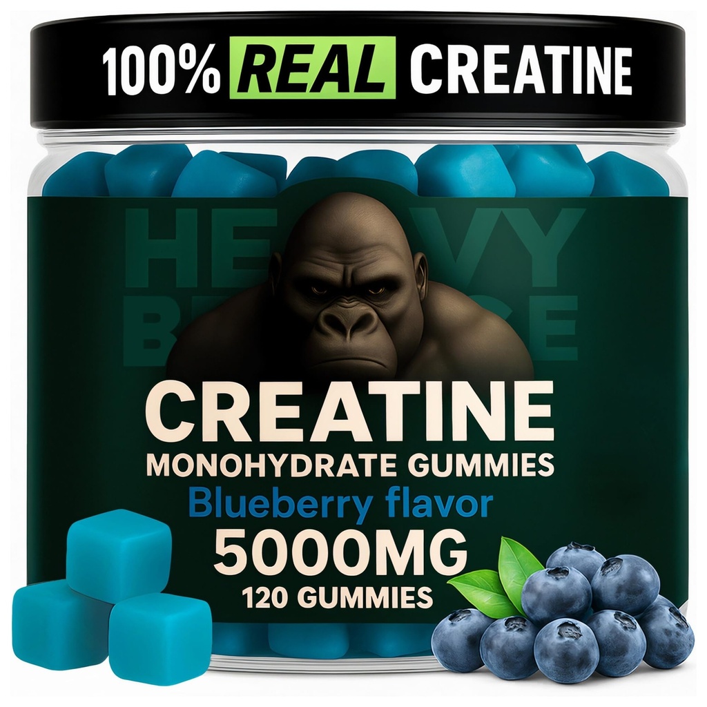 Kreatiini Monohydraatti Gummies miesten & naisten 5000mg - Mustikka, 120 Count for 30 Tarjoilut Alhainen Calorie Formula ... Lihas Builder and Energy Boost ...