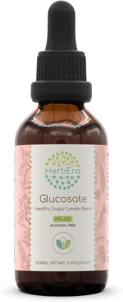 HerbEra Glucosate B60 Alkoholiton uute Tincture, Bitter Melon Fruit, Kaneli Bark, Voikukan juuri, Gymnema Leaf, Sarviapilan siemenet, Amla Fruit. Terve sokeritaso Blend 2 Fl Oz