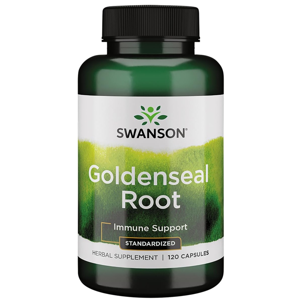 Swanson Goldenseal juuri - kasviperäisten täydentää edistää immuuni tukea ja yleistä hyvinvointia - Ominaisuudet Goldenseal juuriuute Standardoitu vähintään 5% Yhteensä alkaloideja - (120 kapselia, 125 mg Each)