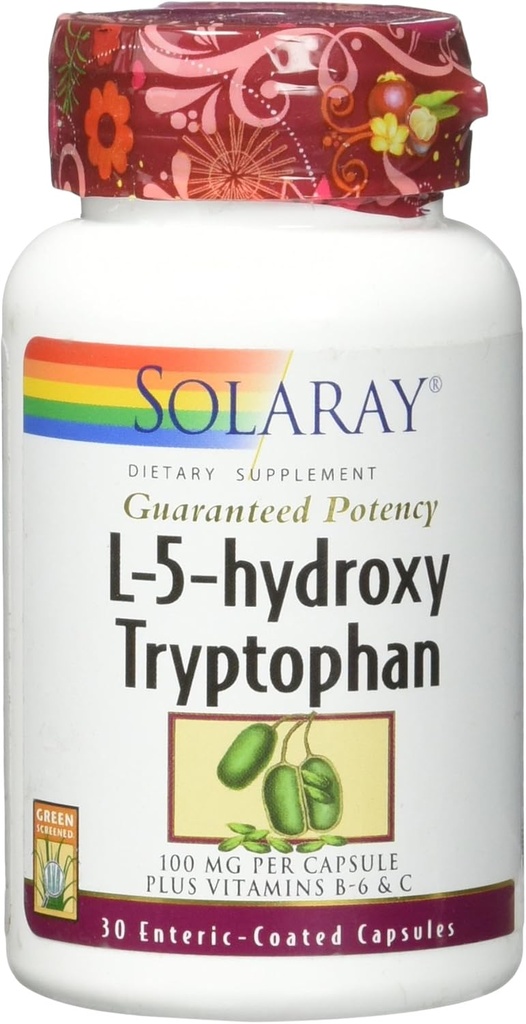 Solaray Taattu teho L-5-HTP + B 6 & C 100 mg kapselit, 30