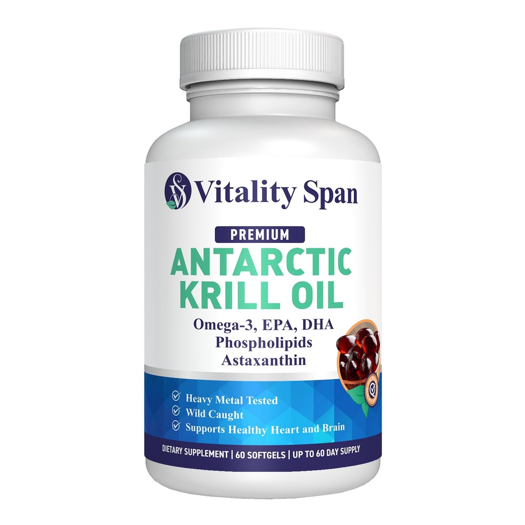 Krill Oil Omega 3 Astaksantiinikoliini DHA EPA, Superior Imeytyminen, Extra vahvuus, Ei kalaöljy Jälkimaku, Heavy Metal Tested, Pienikokoinen Softgels, 500mg