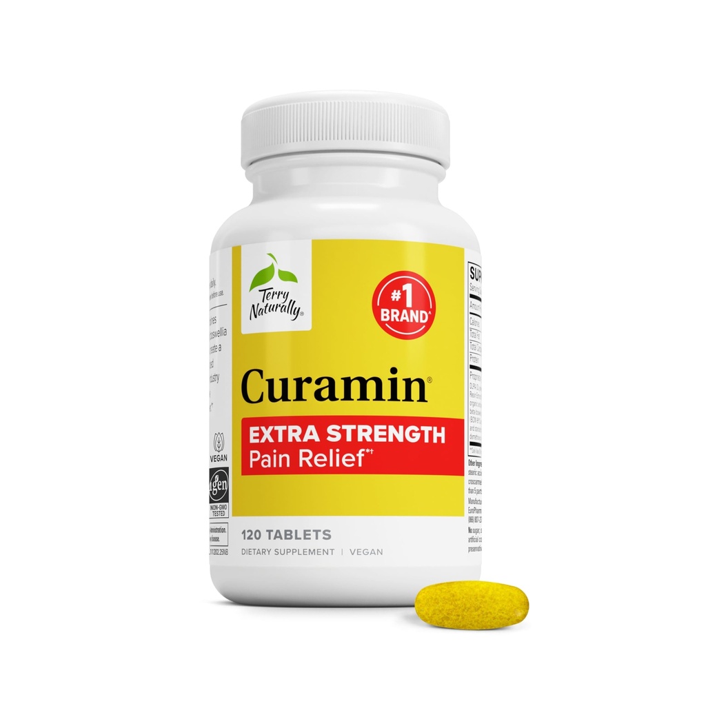 Terry Luonnollisesti Curamin Extra Strength - Curcumin & Boswellia täydentää tervettä verenkiertoa tukea - Turmeerinen täydentää tukea nivelet, lihasten terveys & Endorphin tuotanto - 120 tablettia