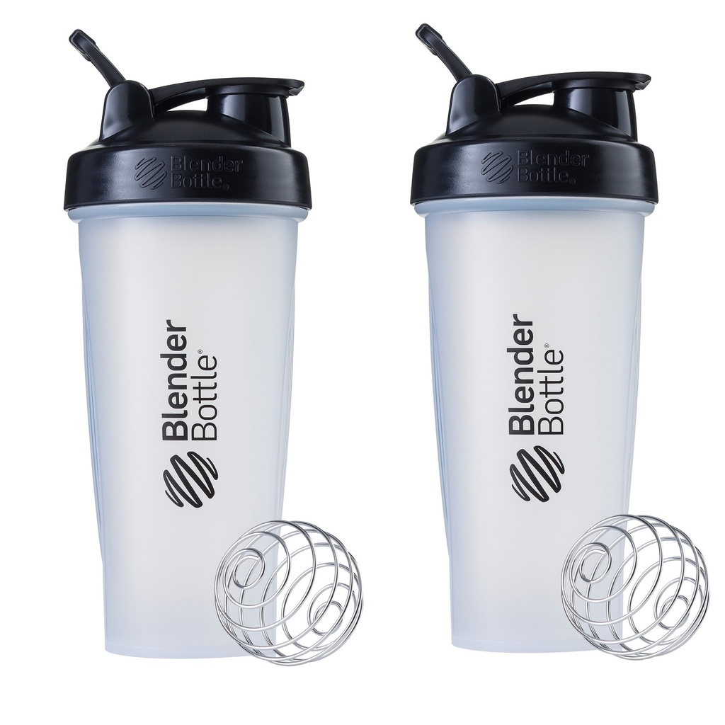 BlenderBottle Classic Shaker Bottle Täydellinen Proteiini Shakes ja Pre Treout, 28oz, Kirkas/musta (Pack of 2)
