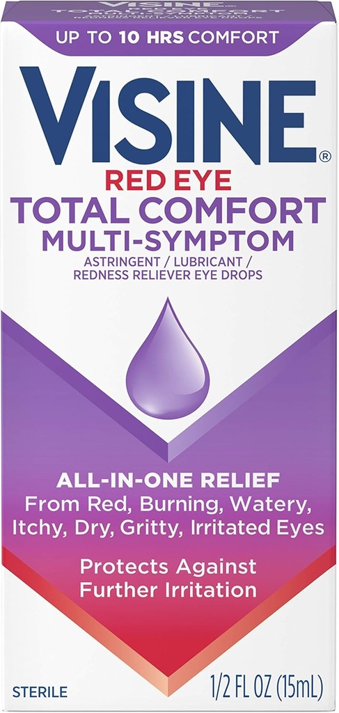 Visine Multi-Symptom Eye Drops - Astringent, Lubricant & Redness Reliever for Irritated, Dry, Red Eyes - 0,5 fl. oz