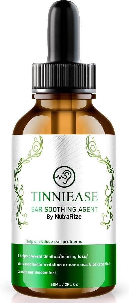 NutraRize TinniEase Ear Drops, Pro Hearing Support Formel, All Natural Ear Liquid Supplement, Dropper för Ringing Ears, Maximal Styrka för öronhälsa, Recensioner (30 portioner)
