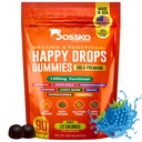 Happy Drops - Dagliga Superfood Gummies för humörstöd, fokus och energi - Sugar-Free, Vegan, Blueberry Flavor - 90 Gummies för vuxna - Dagligt stöd för humör, fokus och naturlig energi