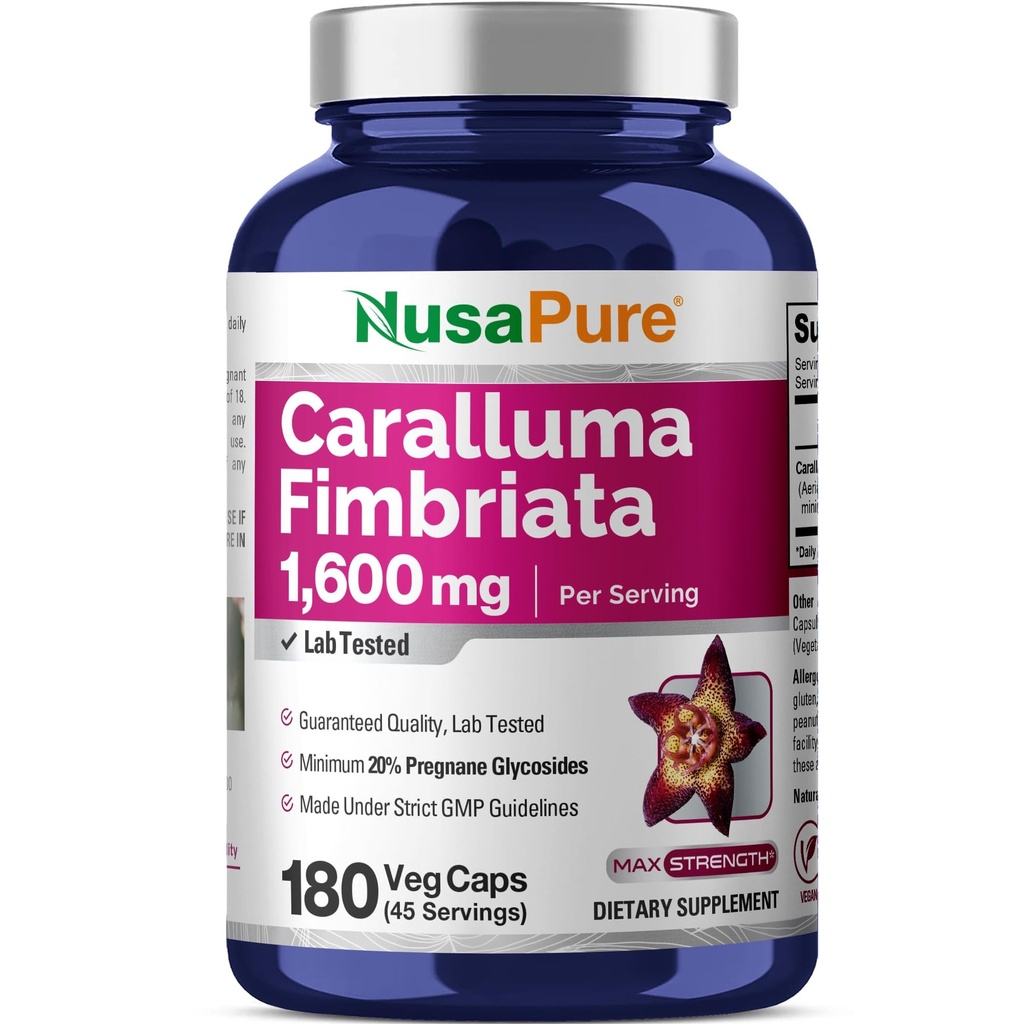 NusaPure Caralluma Fimbriata 1600mg - 180 Kasviskapselia (ei-GMO, Vegan)