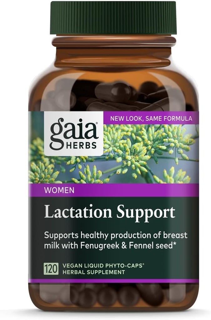 Gaia Herbs Lactation Support, Vegan Liquid Capsules, 120 greve - Lakteringstillskott för amningsmödrar, stöder hälsosamm mjölkflöde och förbättrar bröstmjölk näring, PACKAGING MAY VARY