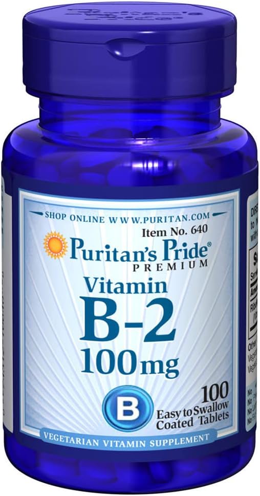 Puritaanit Pride-vitamiini B-2 100 Mg tabletit, 100