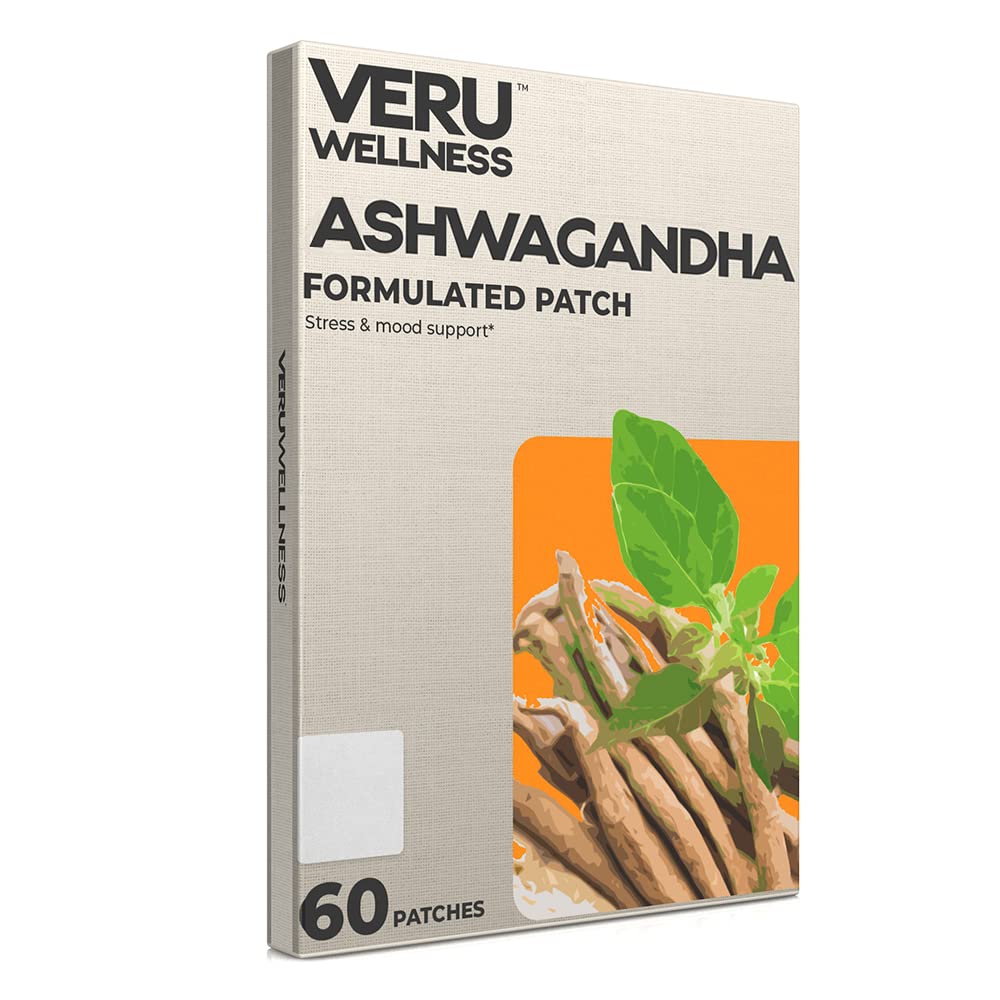 Veru Wellness Ashwagandha Patch - Stress Relief, Natural Mood Support, Stress, Energy och Focus Support Patch (60 Count)