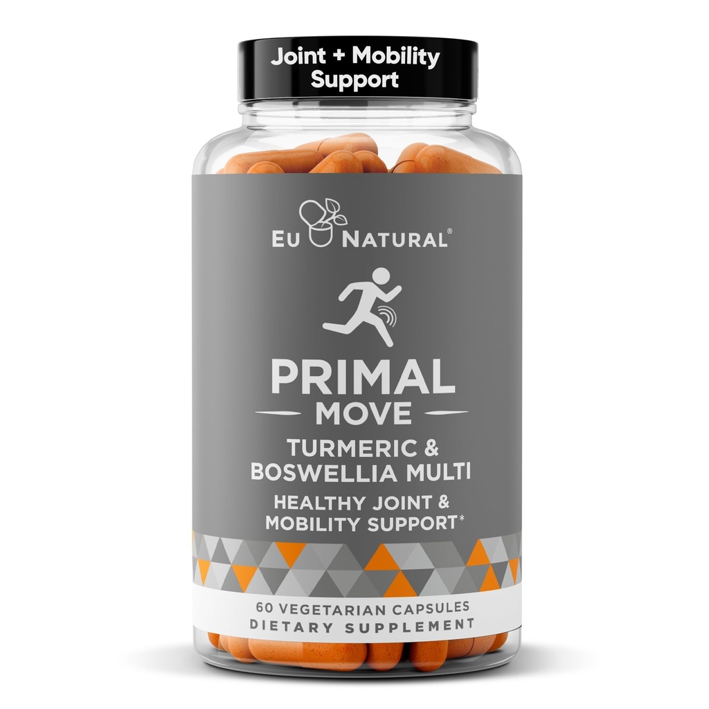 Primal Joint & Mobility Support - Avancerad Joint Support Supplement för kvinnor och män - gurkmeja, Boswellia, Ginger och Boron för helkroppslig flexibilitet, gemensam hälsa och komfort - 60 Veg Soft Capsules