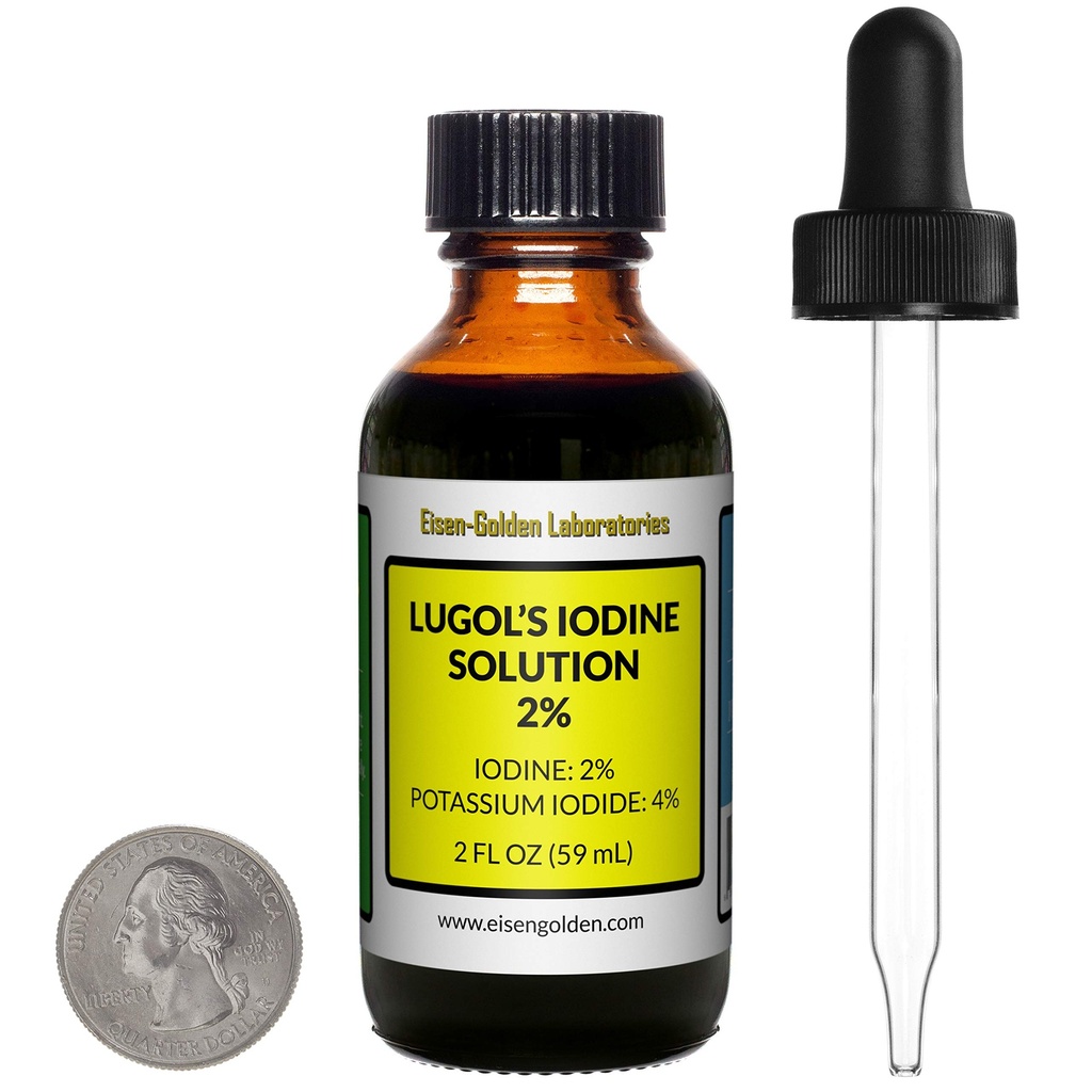 Lugolin jodi / 2% Liuos / 2 Oz Amber Glass Bottle / Free Dropper
