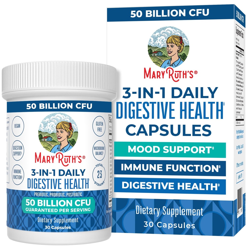 MaryRuthin 3-in-1 Probiootit digestiiviseen terveyteen Prebiootti & Postbiootti Gut Health Supplement for Women & Men ... 23 Unique Strains ...