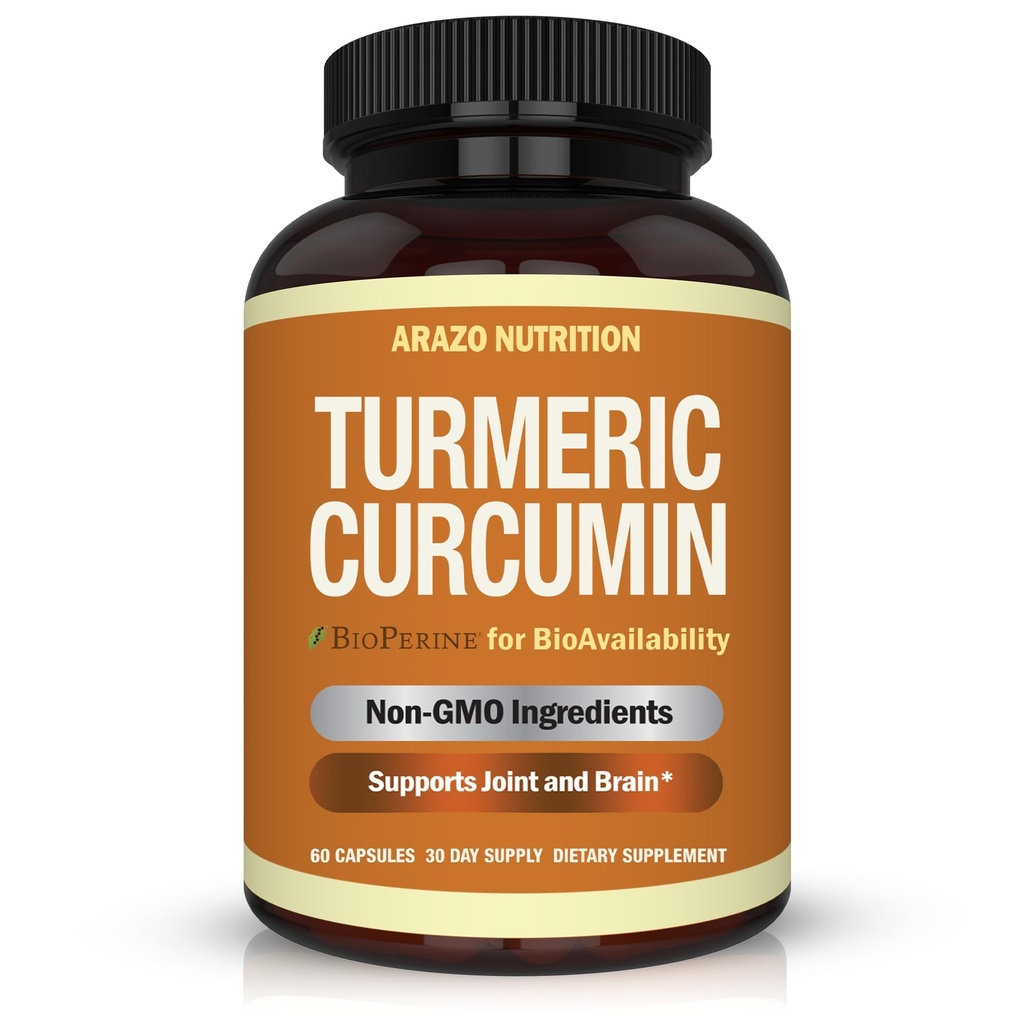 Arazo Nutrition Turmeric Curcumin BioPerine 1300mg kanssa Black Pepper - Joint Support Nutritional lisäravinteet - 100% kasviperäisten Tumeric juuri kapselit