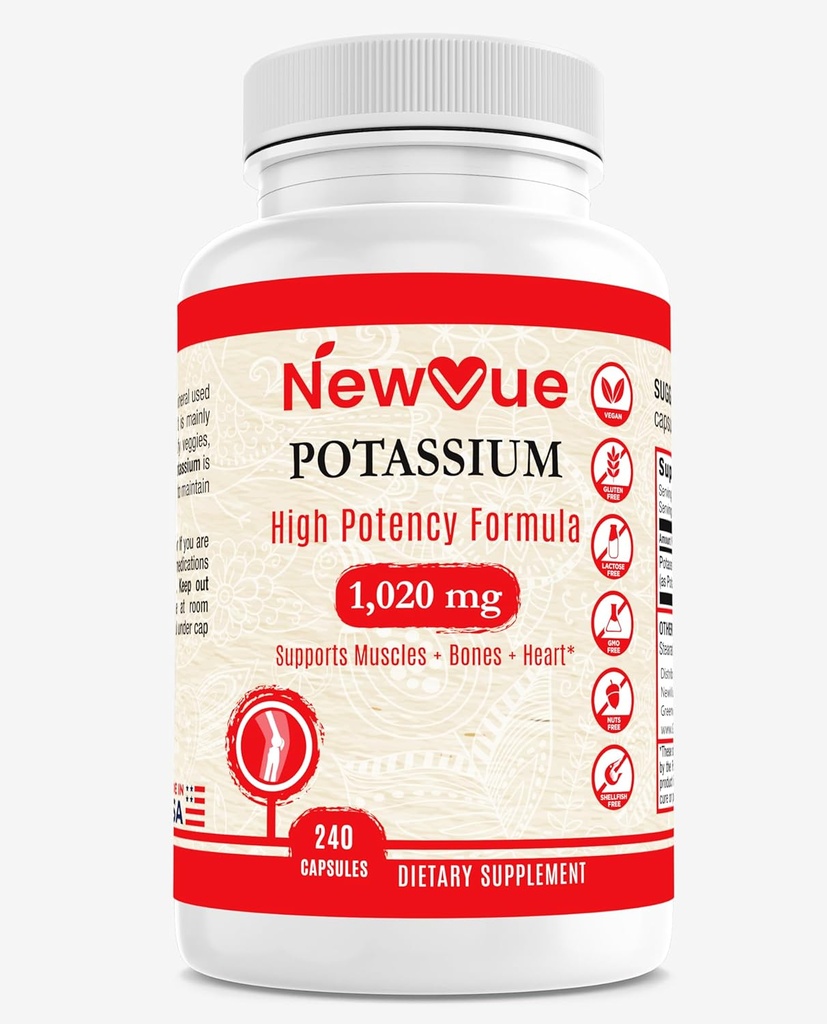 NewVue kalium tillskott, 1020 mg,120 portioner, 240 caps