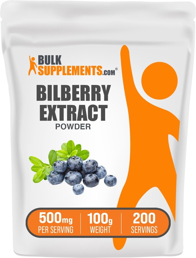 BulkSupplements.com Bilberry Extract Powder - Mustikkauute täydennysosa, kasviperäisiä lisäravinteet - Vegan & Glulten Free, 500 mg per Serving, 100g (3.5 oz) (pakkaus 1)
