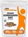 BulkSupplements.com Organic Ashwagandha Powder - Organic Ashwagandha Lisäravinteet, lähde Ashwagandha Root - Gluteeniton, 2g per tarjoilu, 500g (1,1 lbs) (Pakkaus 1)