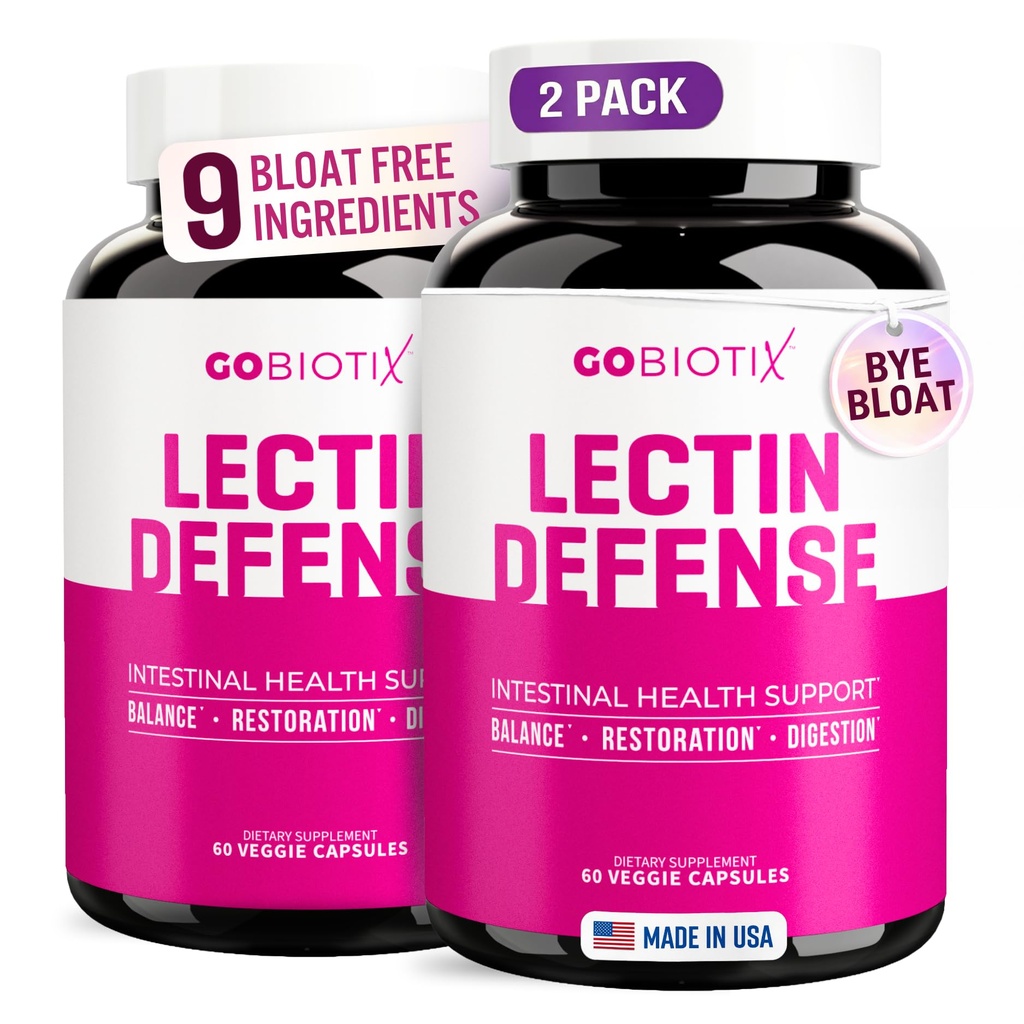 GOBIOTIX Lectin Defense - Lectin Blocker täydentää Vuotava Gut kanssa MSM ja digestiivinen Enzymes - Aids in Intestinal Health for Women and Men - non-GMO + Gluten Free - 60 kapselia (2)