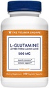Vitamin Shoppe L-Glutamine 500MG, en fri form Aminosyra, stöder muskelåterhämtning och immunhälsa (300 kapslar)