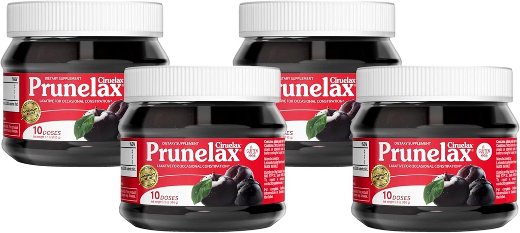 Prunelax Ciruelax Regular Strength Laxative Jam - Vegan & Gluten-Free Natural-Ingredient Laxative för Occasional Constipation - 5,3 oz (Pack av 4)