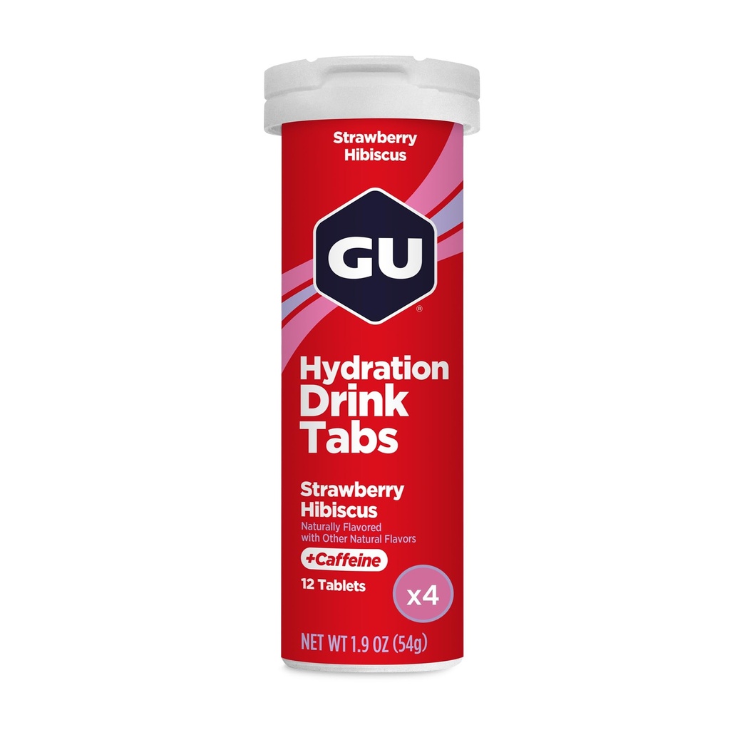 GU Energy Hydration Elektrolyyttijuomatabletit, 4-Count(48 tarjoilua), mansikkahibiskus