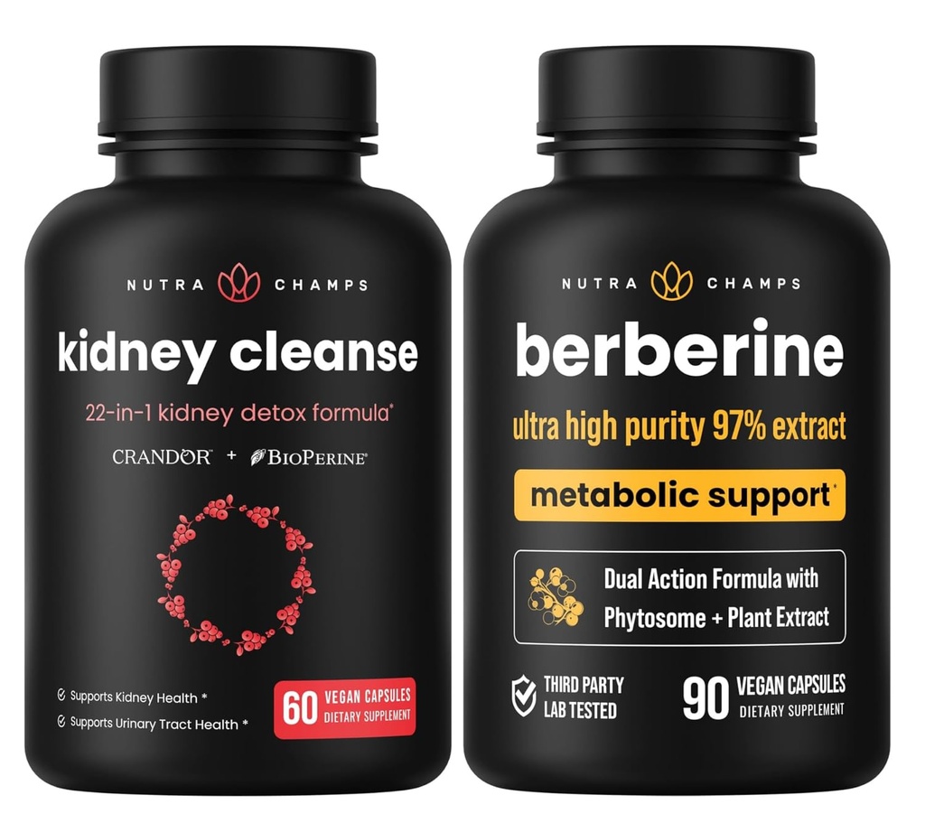 NutraChamps Täydellinen Munuaisten terveys: berberiini & munuaisten Cleanse Duo